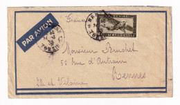 Lettre 1939 Nam Dinh Tonkin Indochine Poste Aérienne Rennes Ille Et Vilaine - Poste Aérienne