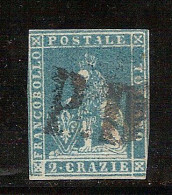 (Fb).Italia.A.Stati.Toscana.1851.-2crazie Azzurro Verdastro Su Grigio,usata (567-23) - Tuscany
