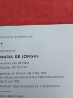 Doodsprentje Maria De Jonghe / Hamme 2/7/1908 - 23/7/1992 ( Charles De Rijcke ) - Religion & Esotérisme
