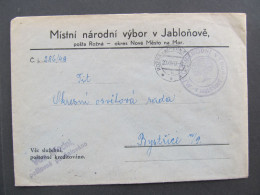 BRIEF Jabloňov Rožná - Bystřice Nad Pernštejnem 1949 // Aa0192 - Covers & Documents