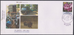 Inde India 2013 Special Cover Gaur Reintroduction, Cattle, Wild Cow, Indian Bison, Pictorial Postmark - Lettres & Documents