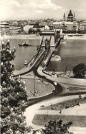 BUDAPEST, CHAIN BRIDGE, ARCHITECTURE, SHIP, PARK, CARS, HUNGARY, POSTCARD - Hongarije