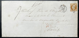 N°13 10c BISTRE NAPOLEON / MONTPELLIER POUR PARIS / 30 MARS 1859 / LSC / ARCHIVE DE CHAZELLES - 1849-1876: Période Classique
