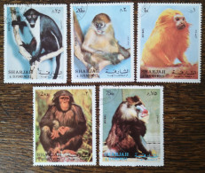 Sharjah 1972 Affen Primaten Mi 1012/16 O Gestempelt - Schardscha