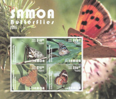 Samoa 2015 - Fauna , Butterflies , Block , 4 Values , Perforated , MNH , Mi.Bl.99 - Samoa (Staat)