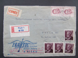 BRIEF Písek - Praha R, Ex Elastic Pletárny 1949 / Aa0206 - Brieven En Documenten