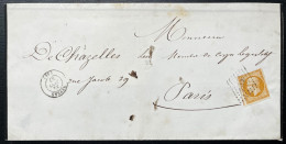 N°13 10c BISTRE NAPOLEON / NEVERS NIEVRE POUR PARIS / 22 JANV 1857 / LSC / ARCHIVE DE CHAZELLES - 1849-1876: Période Classique