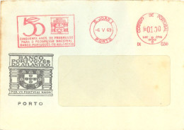 PORTUGAL. METER SLOGAN. 50th ANNIV. BANCO PORTUGUES DO ATLANTICO. BANK. PORTO. 1969 - Marcofilia