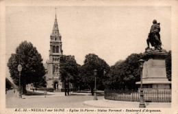 N°2882 W -cpa Neuilly Sur Seine -église St Pierre -statue Perronet- - Neuilly Sur Seine