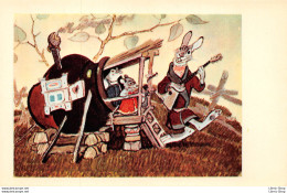 Anthropomorphism Vintage USSR Russian Fary Postcard 1969  Hare With Balalaika Mouse Frog  Animal Painter E. Rachev - Contes, Fables & Légendes