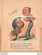 Carte-lettre Double 1er Avril  ± 1900 Illustration Et Propos Médisants Anonymes - Caran D'Ache ? - April Fool's Day