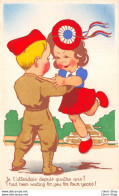 Militaria Patriotique Cocarde Tricolore Enfants Couple Amoureux  "Je T'attendais Depuis Quatre Ans ! - Dessins D'enfants