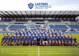 Rugby TOP 14 - CASTRES OLYMPIQUE (CO) Effectif Joueurs Saison 2022- 2023 - Stade Pierre FABRE Format 150x210 - Rugby