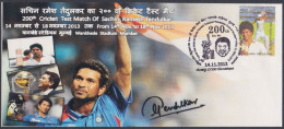 Inde India 2013 Private FDC Cover Sachin Tendulkar, Cricket, Sport, Sports, Pictorial Postmark - Lettres & Documents