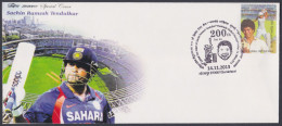 Inde India 2013 Private FDC Cover Sachin Tendulkar, Cricket, Sport, Sports, Pictorial Postmark - Lettres & Documents
