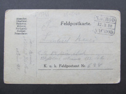 KARTE  Náchod FP Nr. 638 Feldpost 1918  / P9932 - Storia Postale
