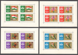 BUTTERFLY BIRD Goldfinch FLAG FLOWER Orchids Orchid GOLD Mini Sheet SET 1961 Stamp Exhibition Budapest HUNGARY FIP - Ungebraucht