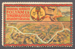 Iron Gates DANUBE Steamer River Transylvania HUNGARY Romania Serbia MAP 1910 Orsova Báziás VIGNETTE LABEL CINDERELLA - Transylvania