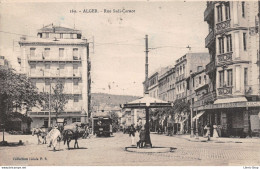 Alger - La Rue Hassiba Ben Bouali (ex. Sadi Carnot). Le Café De La Bourse - Tramway, Bourricots Cpa 1926 Col. Idéale PS - Algiers