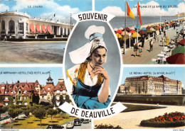 SOUVENIR DE DEAUVILLE (14) Casino, Plage Et Bar Du Soleil - Le Normandy Et Le Royal Hôtels Cpsm Dentelée GF 1966 - Deauville
