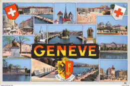 GENEVE - Multivues - Blason - Inscription "Post Tenebras Lux"  Edition Jaeger, Genève   Cpsm  PF - Genève