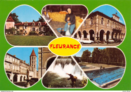 FLEURANCE (Gers) 2 Cpsm Multivues Gaveuse D'oie, Automobiles - Fleurance