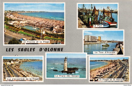 LES SABLES-D'OLONNE (85) La Piscine La Plage Tour D'Arundel Le Phare Des Barges Le Port  Cpsm PF 1970 - Sables D'Olonne