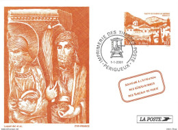 Epreuve Ocre Imprimerie Des Timbres-Poste Périgueux Le 01/01/2001 N° 3310 Saint Guilhem Le Désert Cachet Illustré - Luxury Proofs
