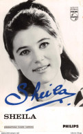 Carte Publicitaire Promotionnelle De La Chanteuse Sheila Avec Signature - Exclusivité Disques PHILIPS - - Sänger Und Musikanten