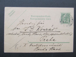 GANZSACHE Ouběnice Příbram - Praha 1902 / P9960 - Cartas & Documentos