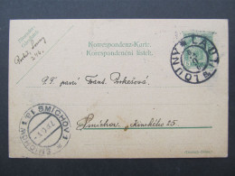 GANZSACHE Louny - Praha Smíchov 1906 Prokeš / P9962 - Cartas & Documentos