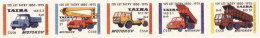 Czech Republic, 5 X Matchbox Labels, Truck - TATRA - 125 Years 1850 - 1975, Motokov - Luciferdozen - Etiketten