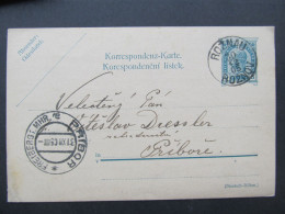 GANZSACHE Rožnov - Příbor 1905  / P9966 - Storia Postale