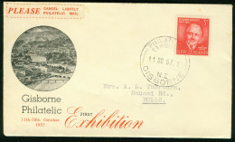 Br New Zealand, Gisborne 1957 Special Cover > New Zealand (Gisborne Philatelic First Exn) #bel-1063 - Cartas & Documentos