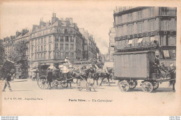 [75] - Série Paris Vécu - Attelages Roulotte - Tramway à L'impérial - Porteur  De Cartons - Un Carrefour - Lots, Séries, Collections