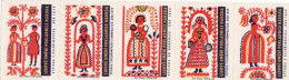 Czech Republic, 5 X Matchbox Labels, Folk Art - Embroideries From Pelhrimov, Humpolec, Year 1820 - Cajas De Cerillas - Etiquetas