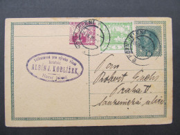 GANZSACHE  Horní Jelení - Praha Mischfrankatur A.J.Koblížek 1919 /// P9976 - Storia Postale