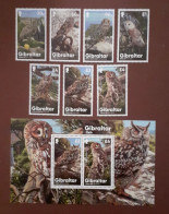 Gibraltar 2020 - Fauna,Burds,Owls , Complete Series 7 Values And Block-2 Values , Perforated , MNH,Mi.1975-1981 , Bl.143 - Gibraltar