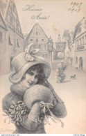 Raimund VON WICHERA (1862-1925) - "viennoise" - " Heureuse Année - M. M. Vienne 336 - Jeune Femme à Chapeau CPA 1907 - Wichera