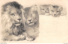 Illustration Wien Viennoise Série 8126 E.S.D - Famille De Lions - CPR Embossée - Leones