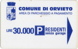 CARTE STATIONNEMENT BANDE MAGNETIQUE PARKING DI ORVIETTO...  ITALIE - Altri & Non Classificati