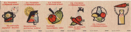 Czech Republic, 6 X Matchbox Labels, Healthy Eating - Fruit Vegetables, Fish - Zündholzschachteletiketten