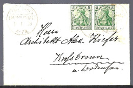 LETTRE DE LAUTENBACH RENCHTHAL - 1908 -  2 X 5pf Germania Vert - Autres & Non Classés