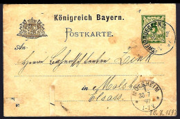 ENTIER POSTAL - 1887 - ZWEIBRÜCKEN - POUR MOLSHEIM - GANZSACHE - Otros & Sin Clasificación