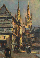 29 - Quimper - La Cathédrale Saint Corentin - La Rue Kéréon - Art - Peinture - Carte Neuve - Voir Scans Recto Verso  - Quimper