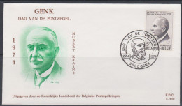 Belgique FDC 1974 1713 Journée Du Timbre Postes Hubert Krains Genk - 1971-1980