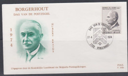 Belgique FDC 1974 1713 Journée Du Timbre Postes Hubert Krains Borgerhout - 1971-1980