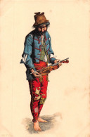 GYPSY GITANO GIPSY TSIGANE Lithographie Musicien Gipsy En Haillons Avec Chapeau Et Violon CPR - Unclassified