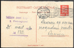 Estonia Tallinn Jaani Church 5c Postal Stationery Card Mailed To Rakvere 1932 - Estonia