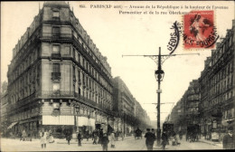 CPA Paris XI., Avenue De La République Auf Der Höhe Der Avenue Parmentier Und Der Rue Oberkampf - Autres & Non Classés